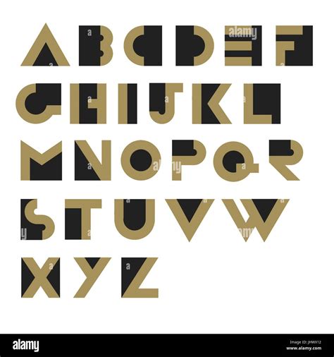 Geometric Retro Alphabet Art Deco Style Type Font Vintage Vector