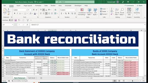 Bank Reconciliation Statement Format In Excel Youtube