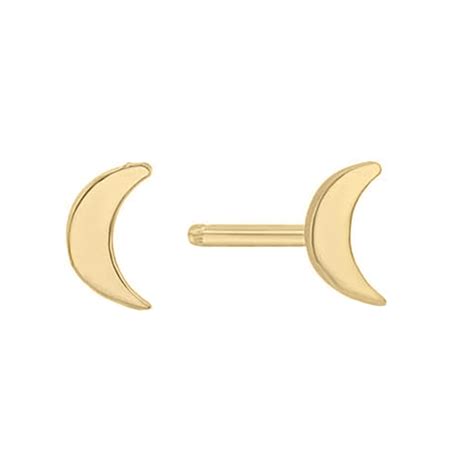 Zoe Chicco Itty Bitty Yellow Gold Crescent Moon Stud Earrings IBSE 7
