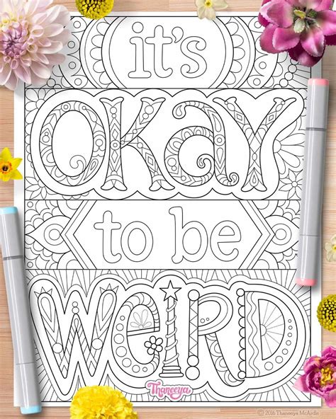 it s okay to be weird coloring page from thaneeya mcardle s more good vibes coloring book artofit