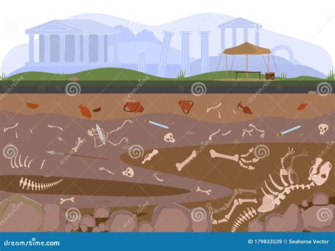 Archaeology Paleontology Excavation Or Digging Soil Layers By