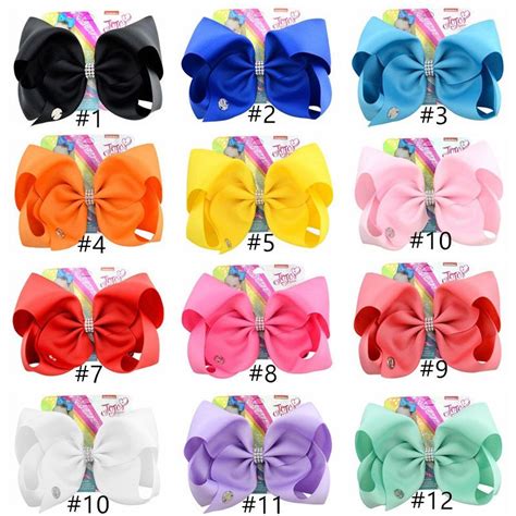 Hot 8 Inch Jojo Siwa Hair Bow Solid Color With Clips Papercard Metal