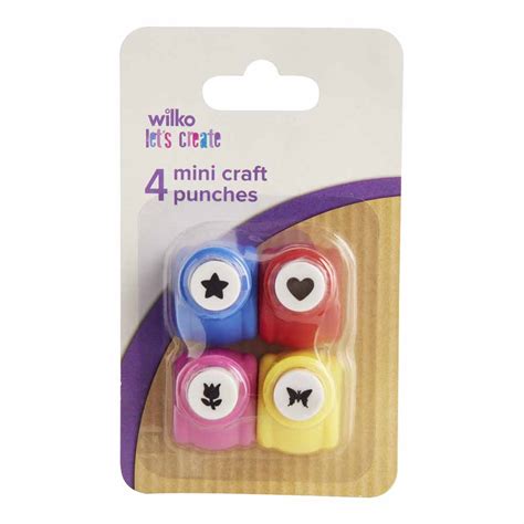 Wilko Mini Shaped Craft Punches 4 Pack Wilko