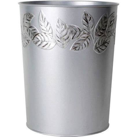 Mainstays Silver Leaves Wastebasket Bathroom Trash Can