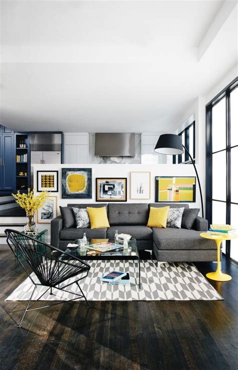 grey interior design  pops  yellow home decorating trends homedit