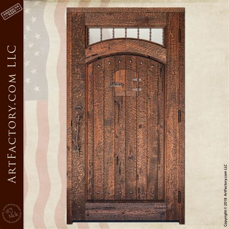 Rustic Cabin Entrance Door Custom Solid Pre Weather Wood Design