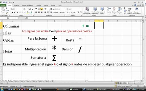 Excel Suma Resta Multiplicacion Division Sumatoria Columna Fila Hoja
