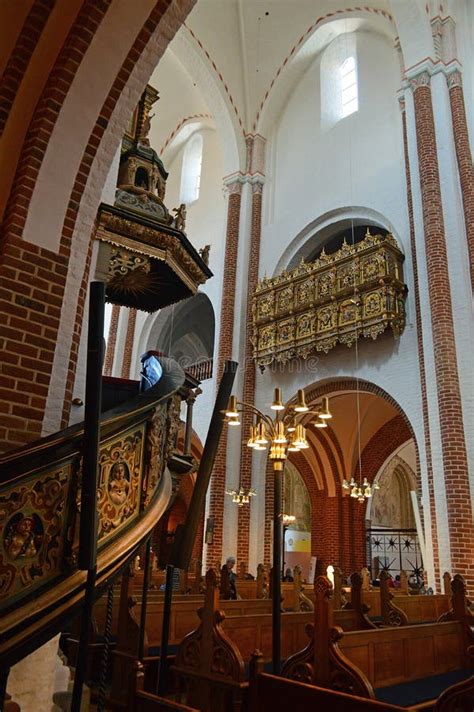 Nave Pulpit And Organ At Roskilde Cathedral Denmark Editorial Photo