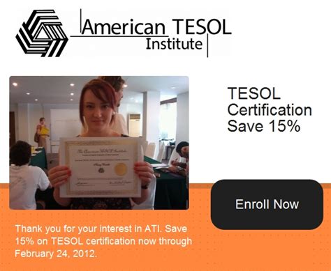 Tesol Certification Save 15 Now Through February 24 2012 American
