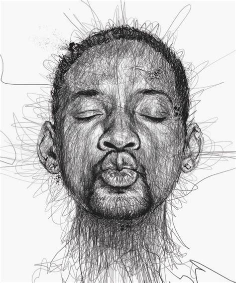 Awesome Face Sketches By Vince Low Will Smith Scribble Art