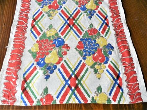 1940s Red Kitchen Towel Toweling Fruit Towel Etsy