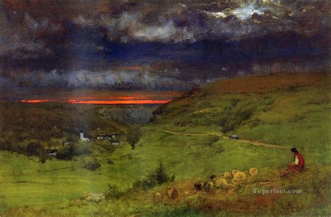 Sunset At Etretat Tonalist George Inness Painting In Oil For Sale