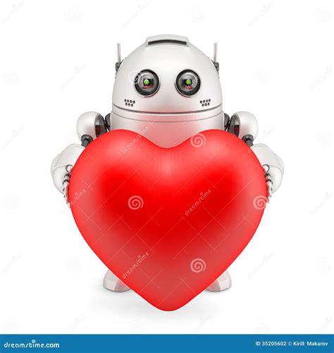 Robot Holding A Red Heart Stock Illustration Illustration Of