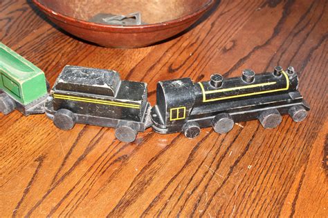 Large Vintage Wooden Toy Train Set 1940s