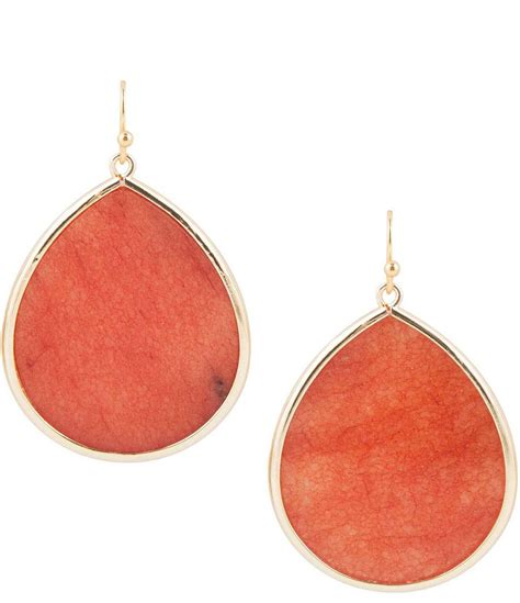 Barse Bronze And Orange Jade Stone Statement Drop Earrings Dillards