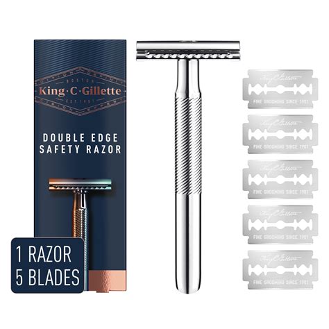 King C Gillette Mens Double Edge Safety Razor With 5 Refill Blades