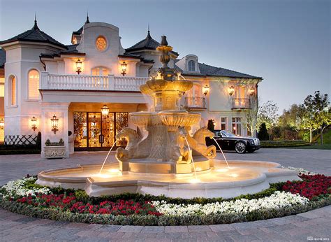 French Chateau Style Driveway With Fountain