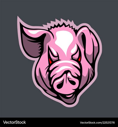 Front View Evil Pig Cartoon Style Royalty Free Vector Image