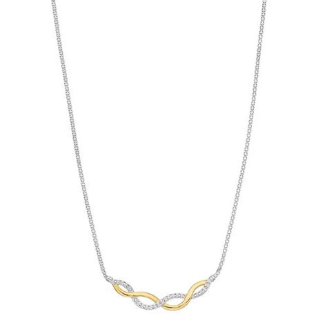Two Tone Sterling Silver 14 Carat Tw Diamond Infinity Necklace