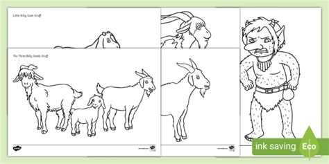 the three billy goats gruff colouring sheets teacher made