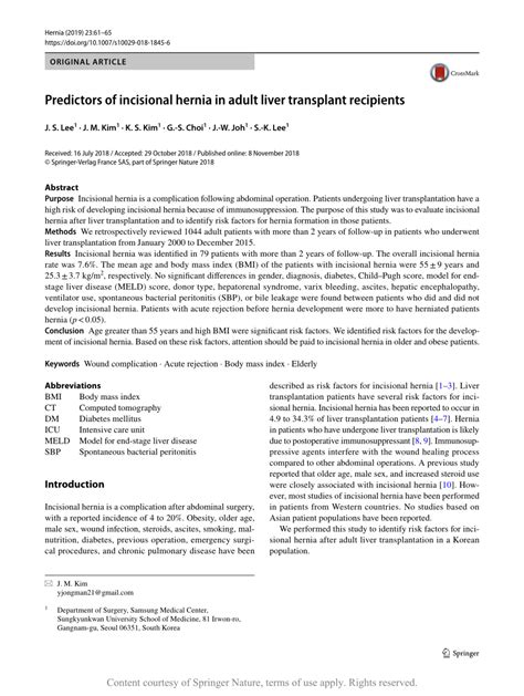Predictors Of Incisional Hernia In Adult Liver Transplant Recipients