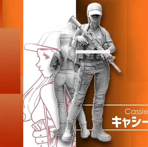 124 Cute Female Soldier Rifle Resin Figure Model Kit Unassembled