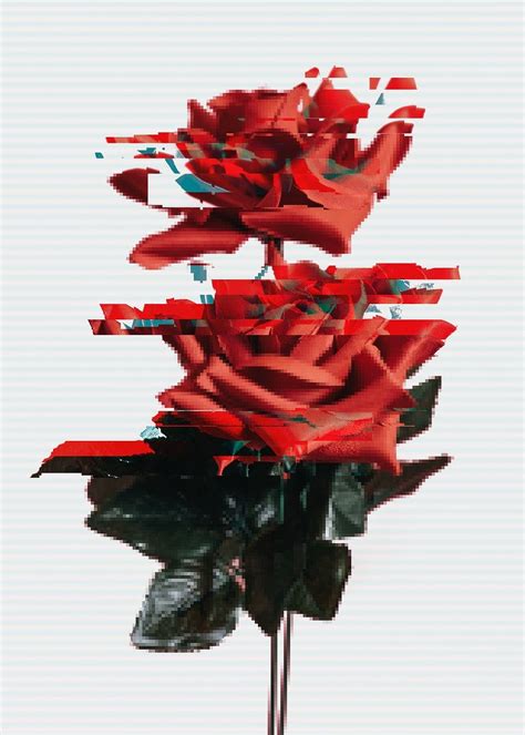 Download Premium Illustration Of Red Rose With Glitch Effect Design