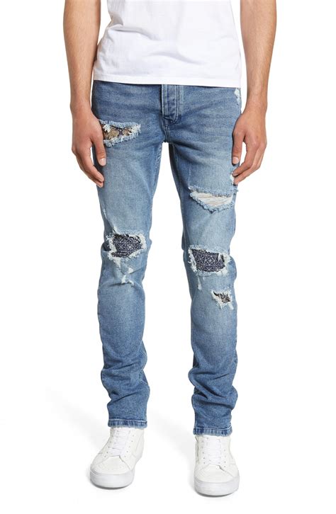 Mens Topman Ripped Skinny Fit Jeans Size 34 X 32 Blue Mensfashionstyle Skinny Fit Jeans
