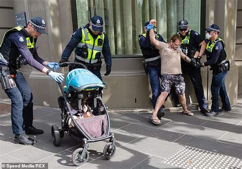 Man At Anti Lockdown Protest In Melbourne Is Dragged To The Ground By