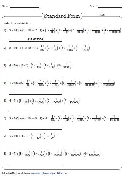 Writing Decimals In Expanded Form Worksheets