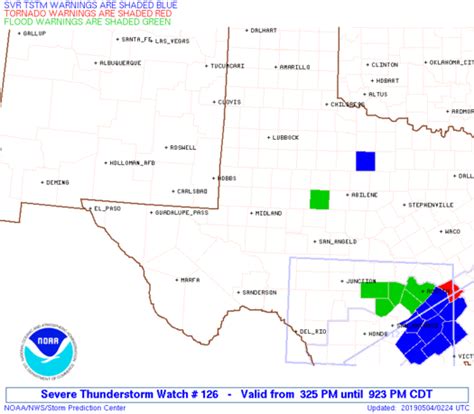 Public severe thunderstorm and tornado watch notification messages were formerly known as the severe weather watch bulletins (ww). Storm Prediction Center Severe Thunderstorm Watch 126