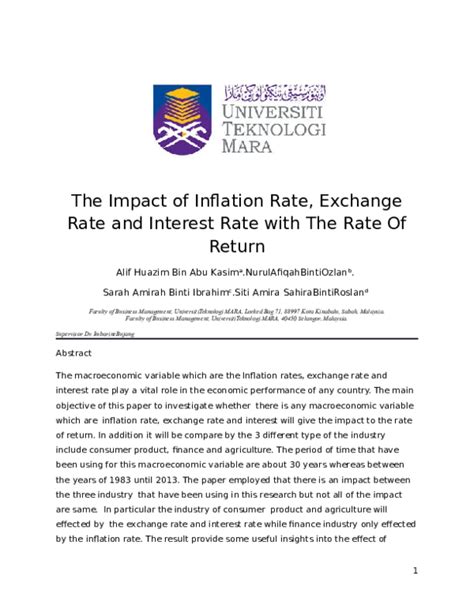 (DOC) The Impact of Inflation Rate, Exchange Rate and Interest Rate with The Rate Of Return ...