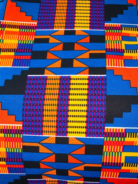 Colorful Kente Fabric By The Yard African Quilting Patchwork Etsy