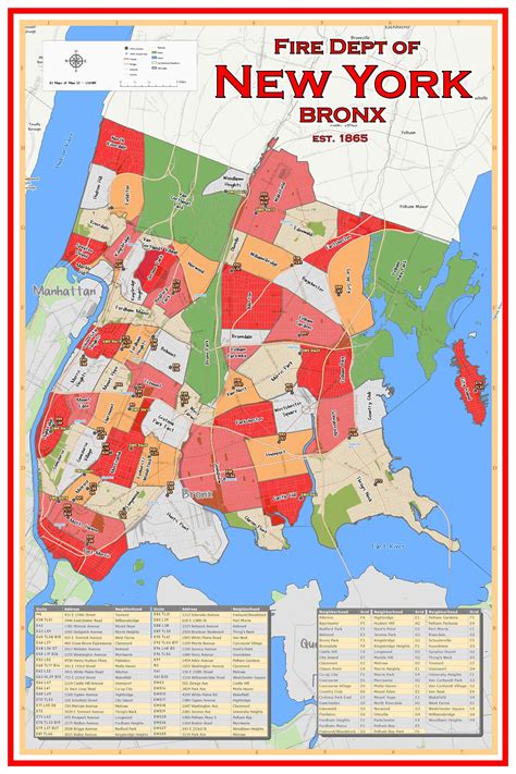 Fdny Bronx Neighborhood Map Etsy