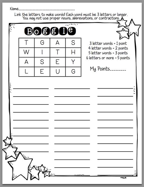 Boggle Word Game Printable K5 Worksheets 2nd Grade Ela 2nd Grade