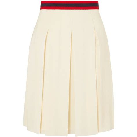 Gucci Grosgrain Trimmed Pleated Washed Silk Skirt 3505 Pen Liked On