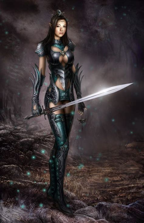 The Female Elf Warrior By Eugene Kim Fantasy Female Warrior Warrior Woman Fantasy Women