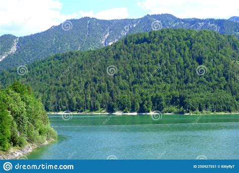 Picturesque Lake Achensee In Austria Green Mountains Rises Above The