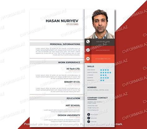 CV Nümunələri CV Formasi Azerbaycan Dilinde Numune Müraciət Forması