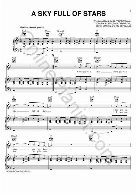 A Sky Full Of Stars Piano Sheet Music Onlinepianist