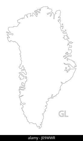 Esquema de Groenlandia mapa silueta ilustración con regiones Imagen