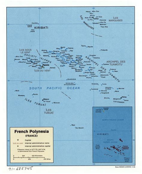 Large Detailed Political Map Of French Polynesia With Major Cities