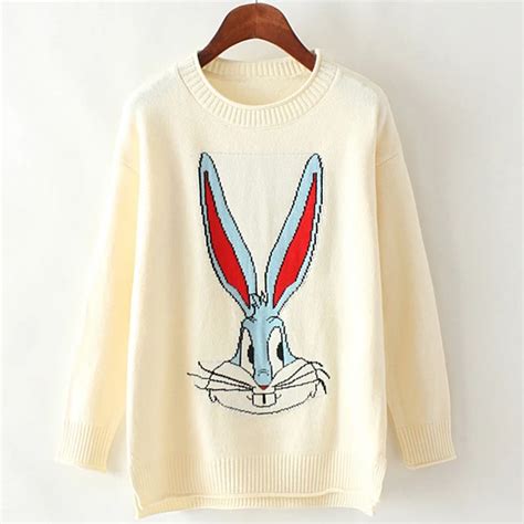 Harajuku Cute Cartoon Rabbit Bugs Bunny Sweaters For Women Elegant