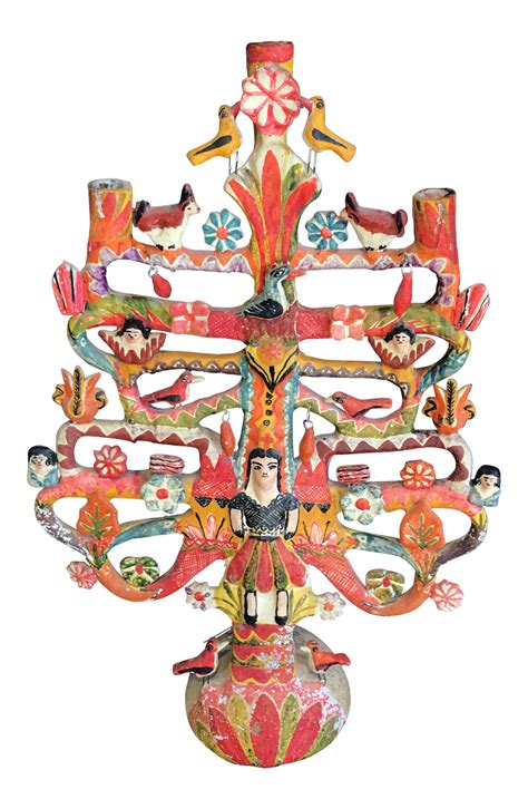 Vintage Mexican Tree Of Life Candelabra Chairish Tree Of Life Art Mexican Folk Art Mexican Art