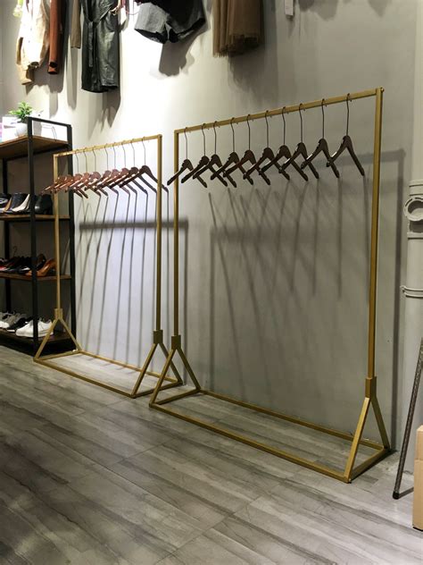Buy Top Grade Golden Clothing Store Display Rack Dress Shop Hanger