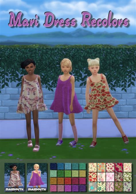 Child Loose Fit Mari Dress Recolors At Maimouth Sims4 Sims 4 Updates