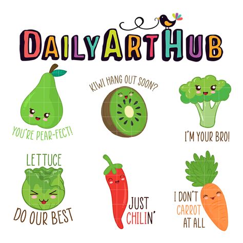 Cute Vegetable Puns Clip Art Set Daily Art Hub Graphics Alphabets