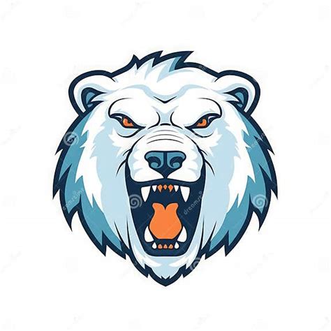 Fierce Polar Bear Mascot Logo On White Background Stock Illustration