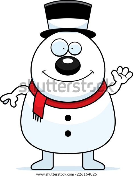 Cartoon Illustration Snowman Waving Stock Vector Royalty Free