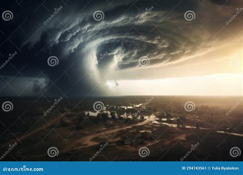 Powerful Destructive Tornado Vortex Generate Ai Stock Illustration